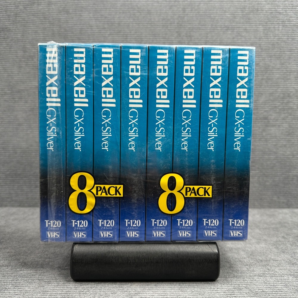 Maxell GX-Silver T-120 VHS Blank Video Cassette Tape 8-Pack Factory Sealed New